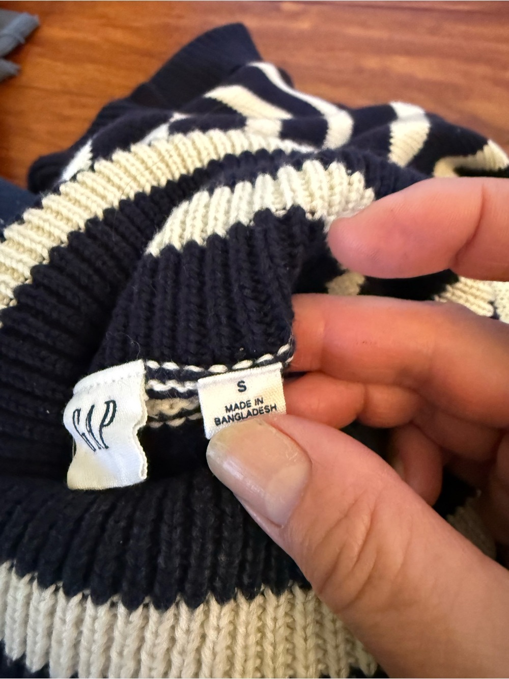 GAP Kids Navy & Cream Striped Knit Beanie